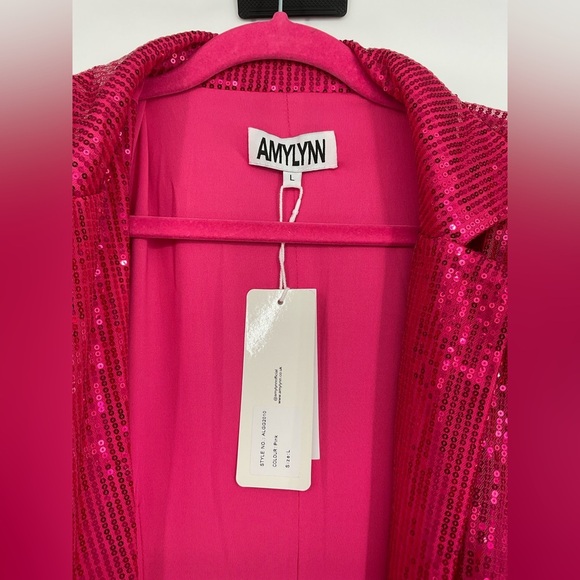 Amy Lynn Plunge Neck Sequin Blazer Size Large - Picture 8 of 14